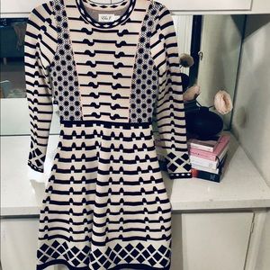 Eliza J Jacquard Sweater Dress Black Baby Pink XS